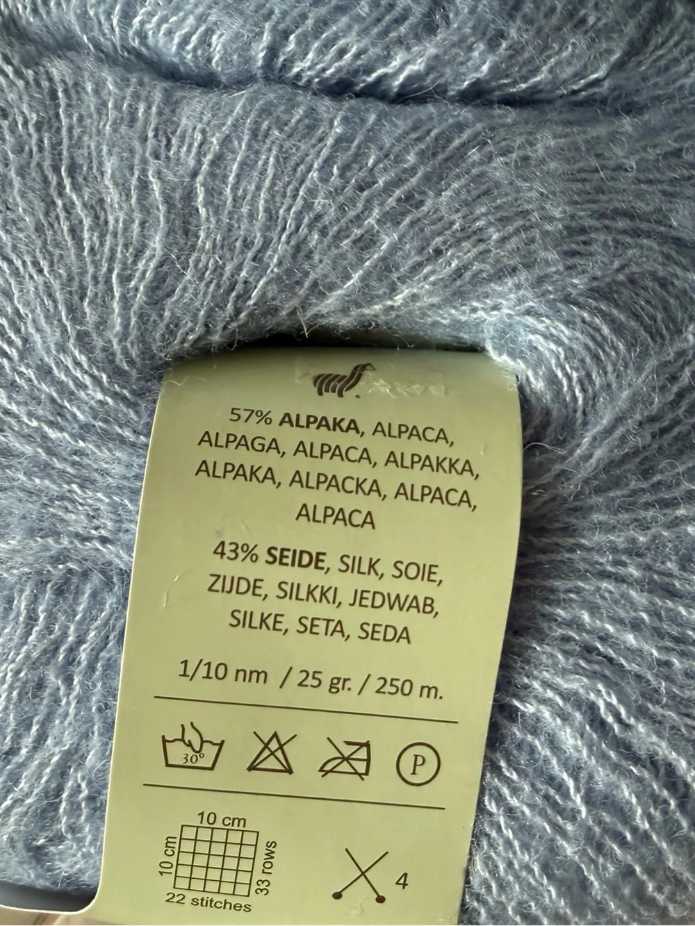 Josy by Bremont Light Blue Lace-Weight Alpaca/Silk Yarn- 3 skeins